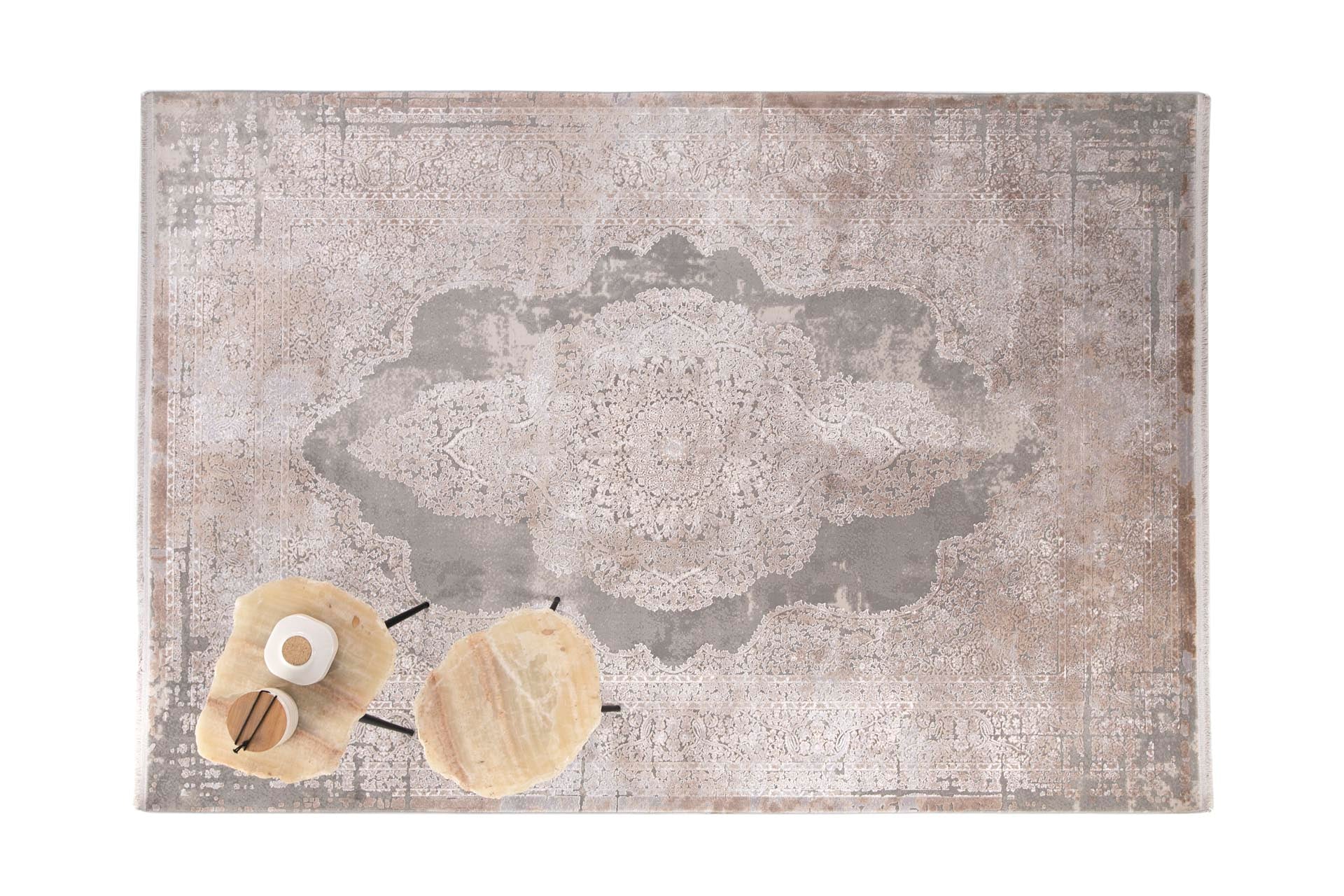 Μοντέρνο Χαλί Bamboo Silk 5988D L. Grey D. Beige - Royal Carpet
