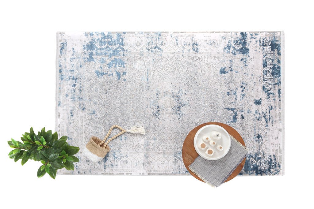 Μοντέρνο Χαλί Bamboo Silk 6794A L. Grey D. Blue - Royal Carpet