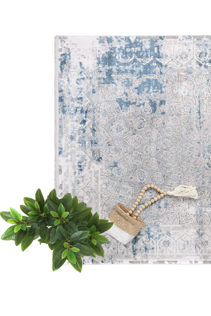 Μοντέρνο Χαλί Bamboo Silk 6794A L. Grey D. Blue - Royal Carpet