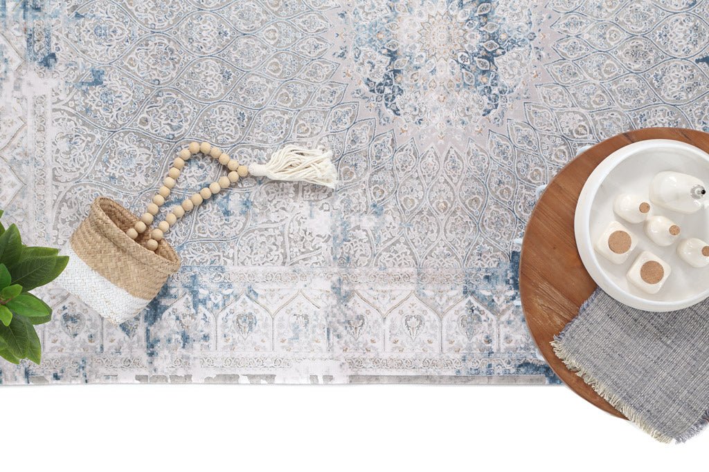 Μοντέρνο Χαλί Bamboo Silk 6794A L. Grey D. Blue - Royal Carpet