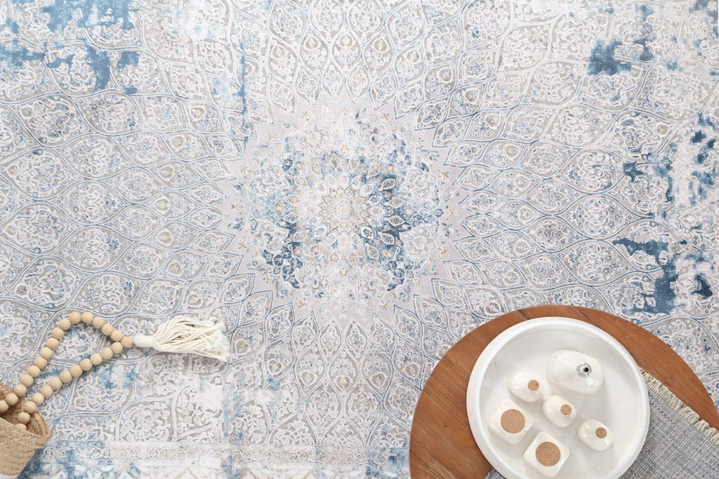 Μοντέρνο Χαλί Bamboo Silk 6794A L. Grey D. Blue - Royal Carpet