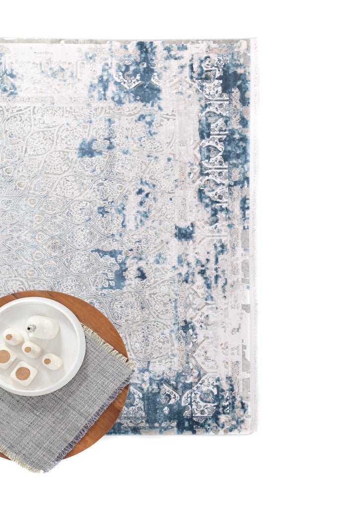 Μοντέρνο Χαλί Bamboo Silk 6794A L. Grey D. Blue - Royal Carpet