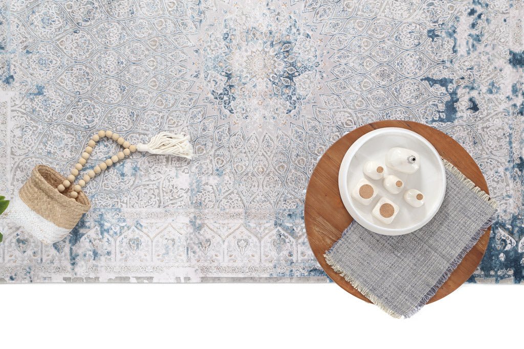 Μοντέρνο Χαλί Bamboo Silk 6794A L. Grey D. Blue - Royal Carpet