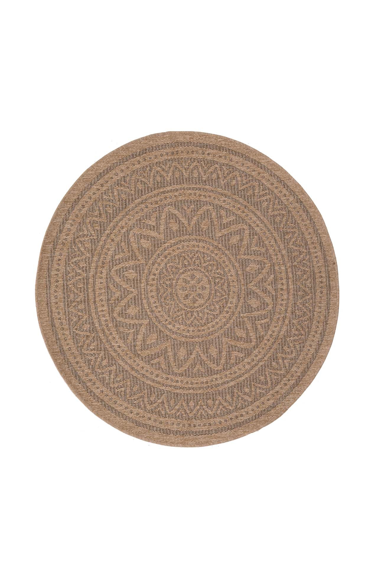 Ψάθινο Χαλί Avanos 8871 Black Στρόγγυλο - Royal Carpet