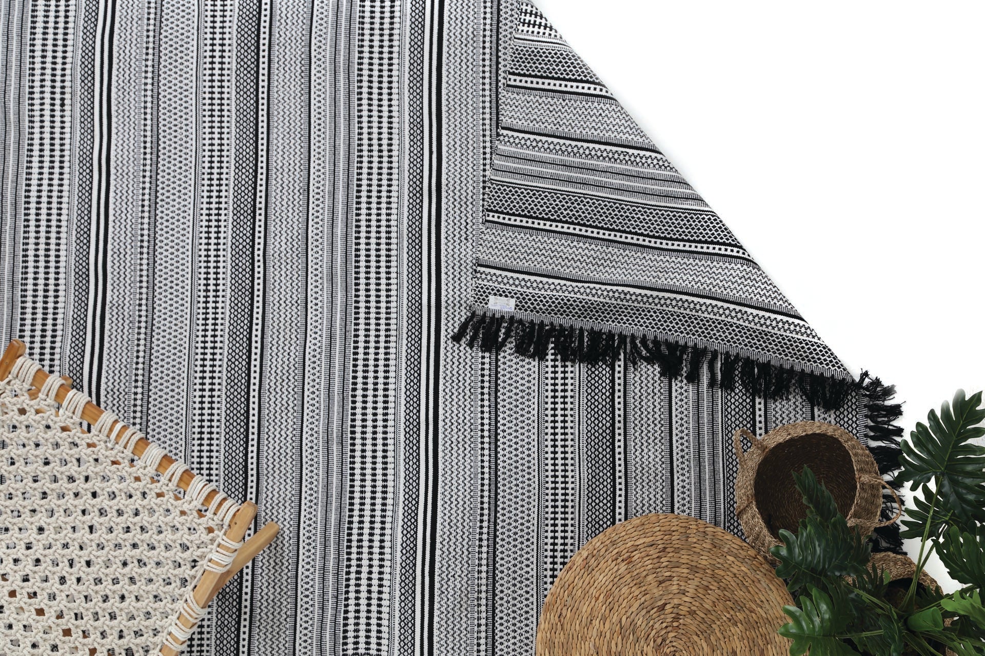 Χαλι Urban Cotton Kilim Samaira Black White - Royal Carpet