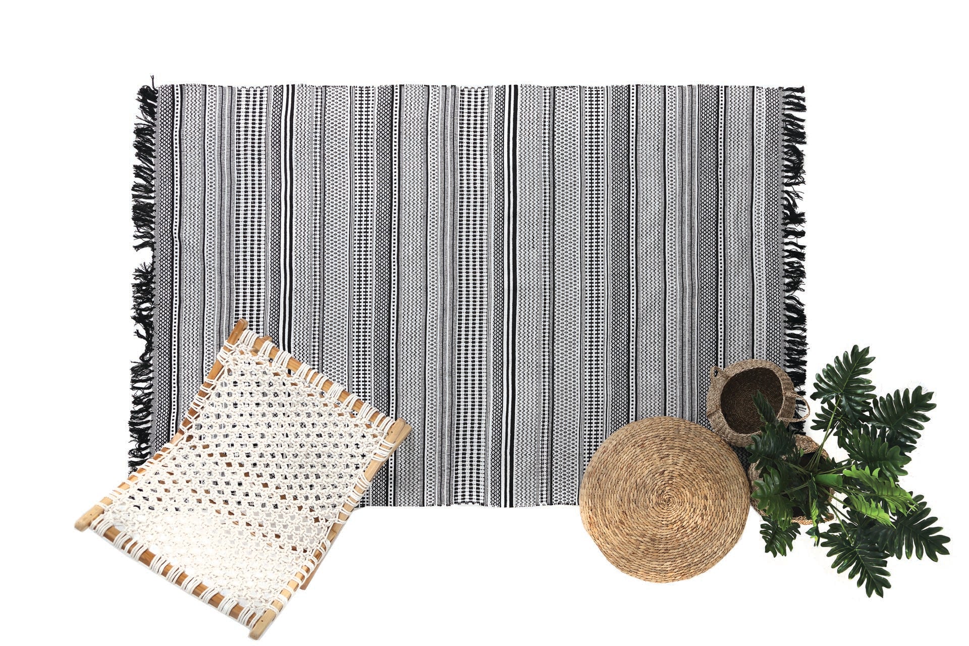 Χαλι Urban Cotton Kilim Samaira Black White - Royal Carpet