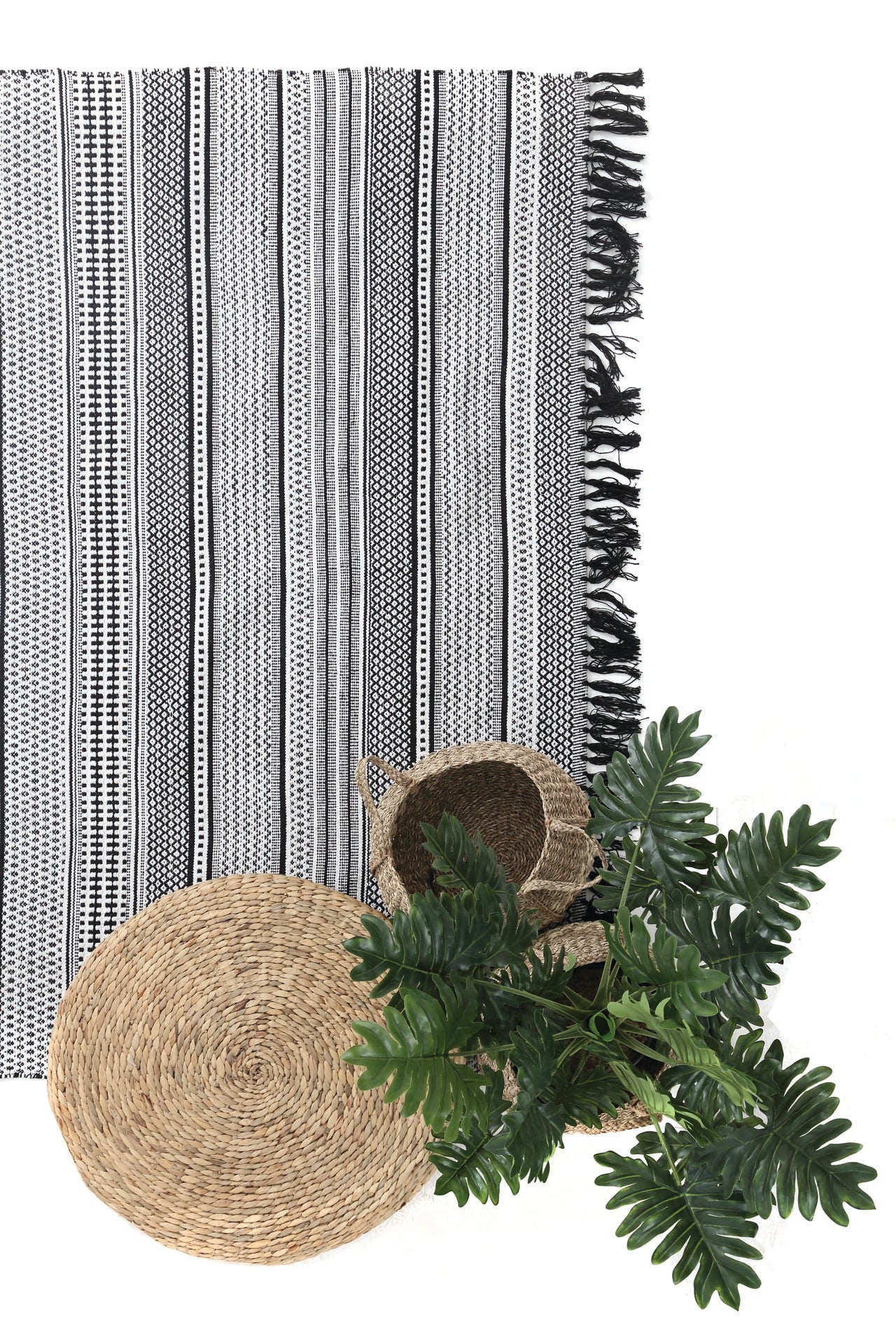 Χαλι Urban Cotton Kilim Samaira Black White - Royal Carpet