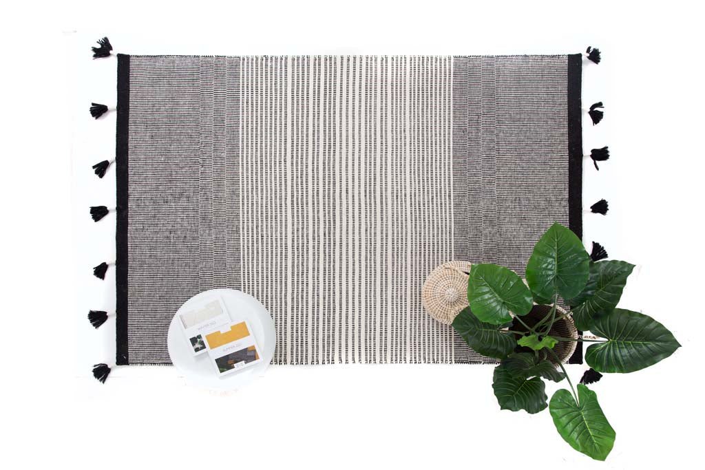 Χειροποίητο Κιλίμι Rizin Black White - Royal Carpet