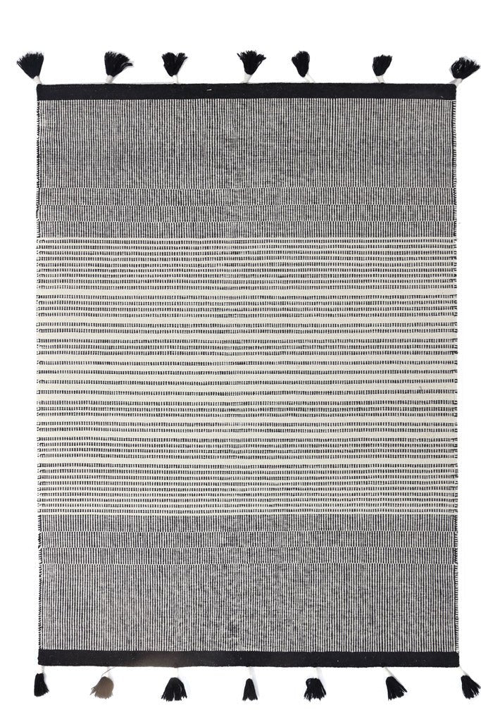 Χειροποίητο Κιλίμι Rizin Black White - Royal Carpet