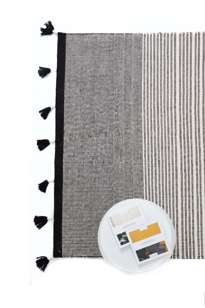 Χειροποίητο Κιλίμι Rizin Black White - Royal Carpet