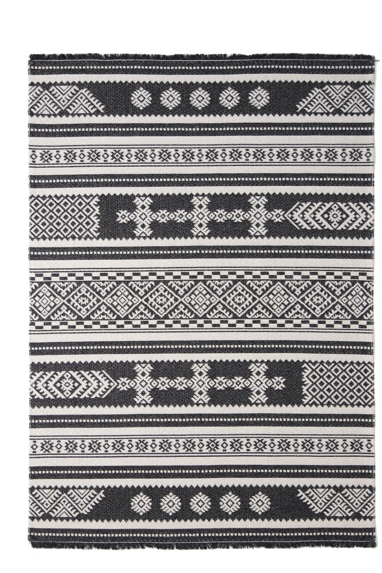 Βαμβακερό Χαλί Casa Cotton 22095 Black - Royal Carpet